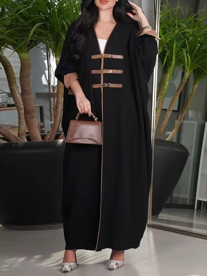 Split Women Black Abaya Modest Clothing Women Split Coat Abaya