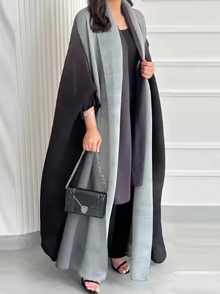 Women Split Abaya Open Front Kaftan Arab Long Robe