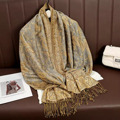 Luxury Women Classic Pashmina  Cashmere Touch Bohemia Scarf - Warm Fringe Shawl