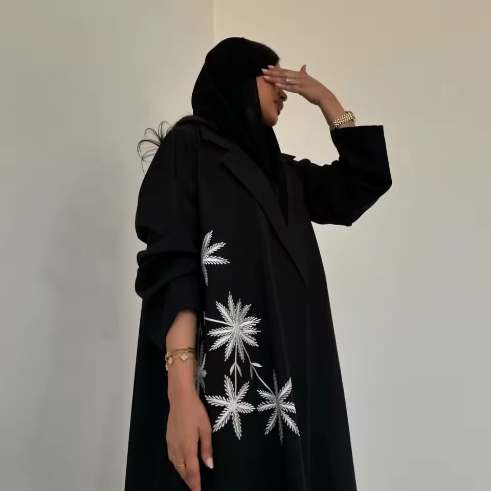 Split Women Black Abaya Modest Clothing Women Split Coat Abaya