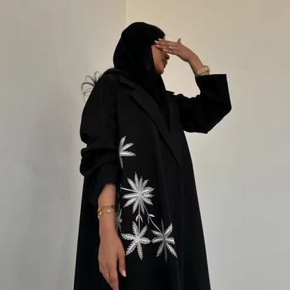 Split Women Black Abaya Modest Clothing Women Split Coat Abaya