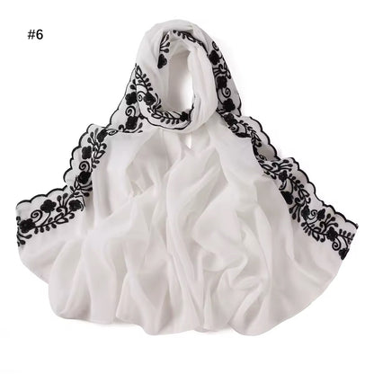 Women Embroidered Scarf Elegant and Versatile for Women Floral Shawl