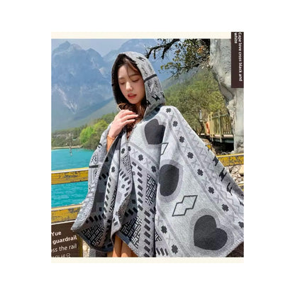 Cashmere Wool Cape Scarf Split Thickened Autumn and Winter Women Cape