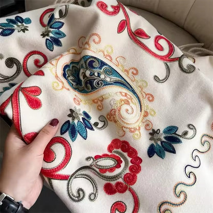 Women Embroidered Scarf Elegant and Versatile for Women Floral Long Shawl