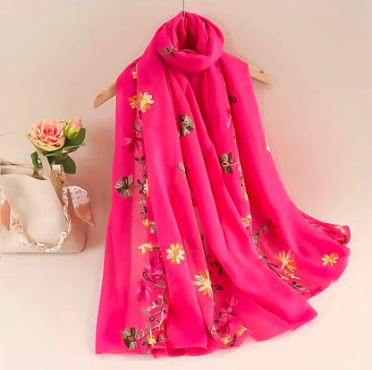 Women Embroidered Scarf Elegant and Versatile for Women Floral Shawl