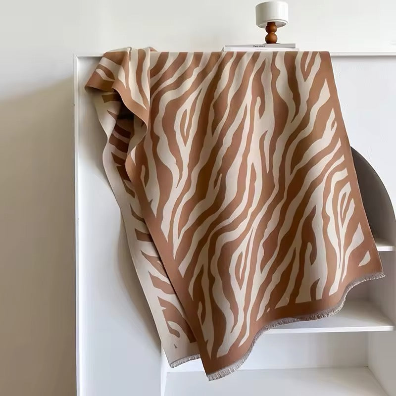 Tiger Print Scarf Thickened Warm Cashmere Shawl Women Allure