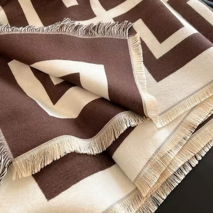 Women Luxurious Cashmere Touch Scarf - Warm Fringe Shawl