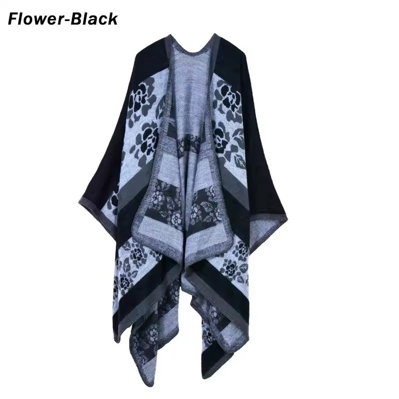 Cashmere Wool Cape Scarf Split Thickened Autumn and Winter Women Cape