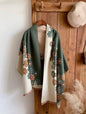 Luxury Women Floral Cashmere Touch Flower Scarf - Warm Fringe Shawl