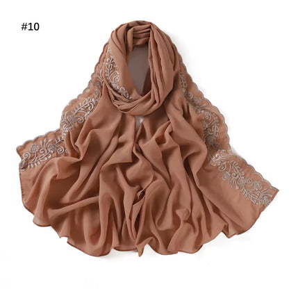 Women Embroidered Scarf Elegant and Versatile for Women Floral Shawl