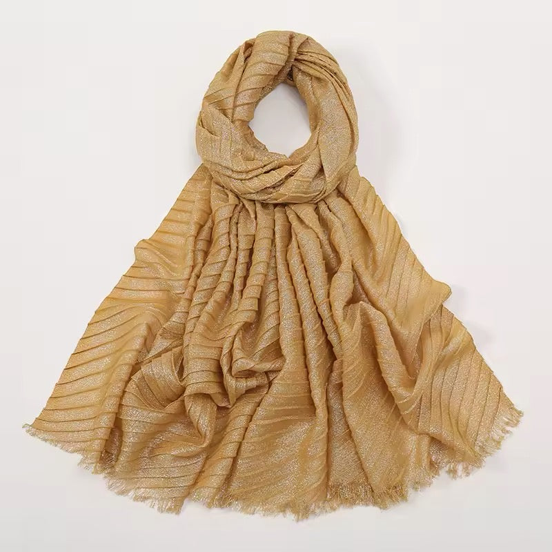 Women Glimmer Shiny Women Hijab Scarf Muslim Long Scarves Light Weight