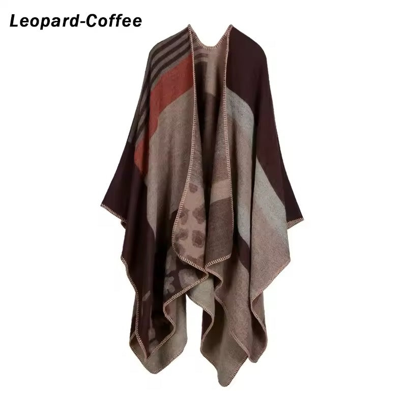Cashmere Wool Cape Scarf Split Thickened Autumn and Winter Women Cape