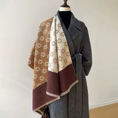 Women Luxurious Cashmere Touch Scarf - Warm Fringe Shawl