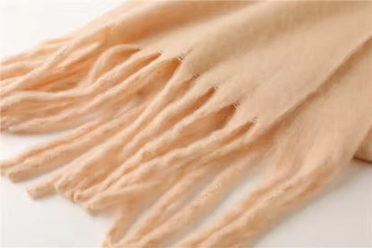 Men Wool & Women Woollen Cashmere Touch Scarf - Warm Fringe Shawl
