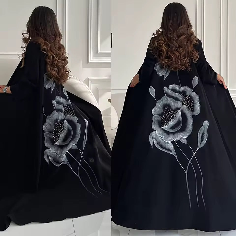 Split Women Black Abaya Modest Clothing Women Split Coat Abaya