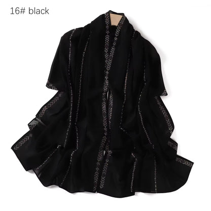 Women Glimmer Shiny Women Hijab Scarf Muslim Long Scarves Light Weight