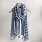 Men & Women Checked Pattern Cashmere Touch Scarf - Warm Fringe Shawl