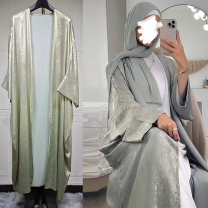 Women Split Abaya Open Front Kaftan Arab Long Robe