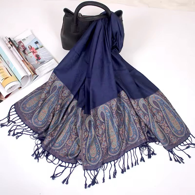 Luxury Women Classic Pashmina Cashmere Touch Scarf - Warm Fringe Pashmina Shaw