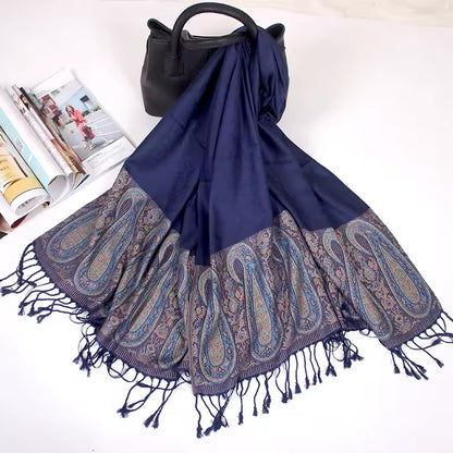 Luxury Women Classic Pashmina Cashmere Touch Scarf - Warm Fringe Pashmina Shaw