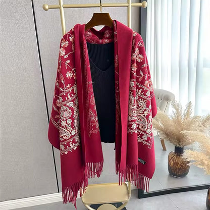 Women Embroidered Scarf Elegant and Versatile for Women Floral Shawl