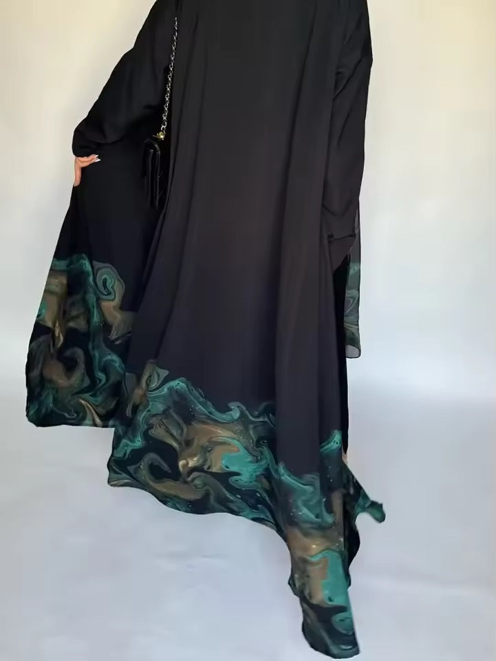 Split Women Black Abaya Modest Clothing Women Split Coat Abaya