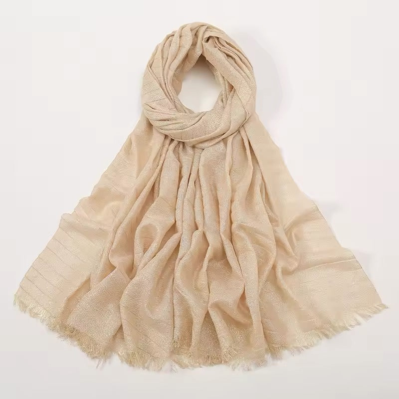 Women Glimmer Shiny Women Hijab Scarf Muslim Long Scarves Light Weight