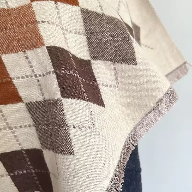 Women Luxurious Cashmere Touch Scarf - Warm Fringe Shawl