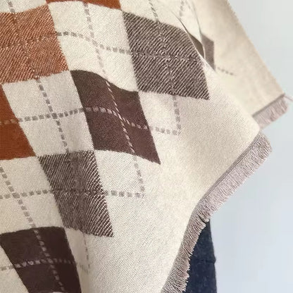 Women Luxurious Cashmere Touch Scarf - Warm Fringe Shawl