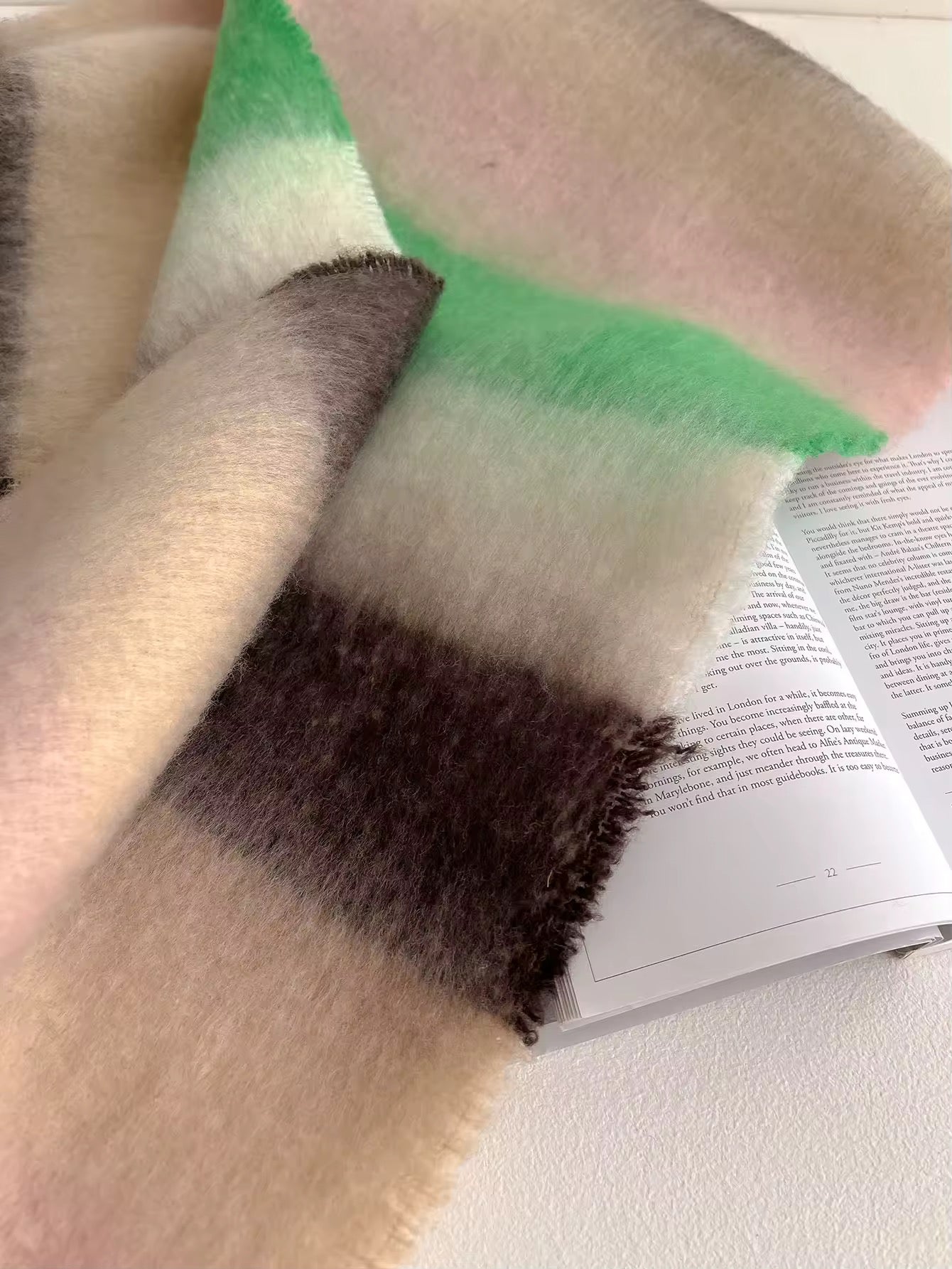 Women & Men Wool Autumn Winter Plaid Warmth Scarf Furry Mohair Shawl Women Woollen