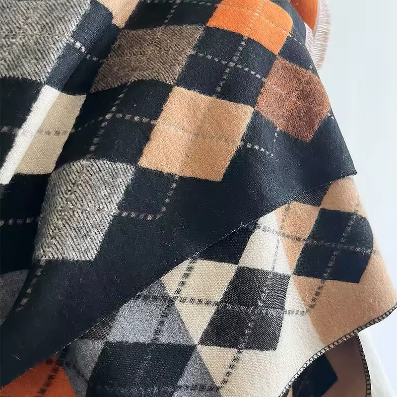 Women Luxurious Cashmere Touch Scarf - Warm Fringe Shawl