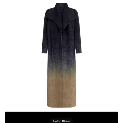 Women Split Abaya Fashion Open Front Long Coat Gradient Loose Design Trench Coat