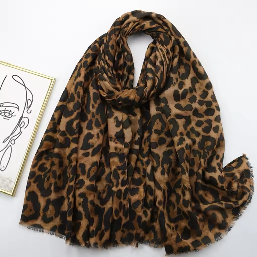 Leopard & Cheetah Print Scarf Thickened Warm Cashmere Scarves Luxury Shawl Women Allure