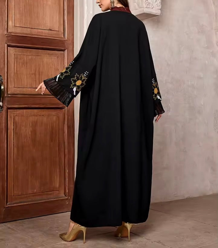 Split Women Black Abaya Modest Clothing Women Split Coat Abaya