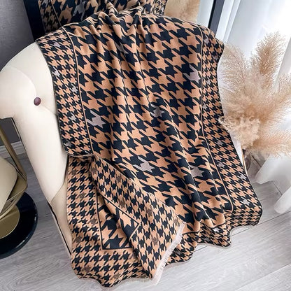 Women Luxurious Cashmere Touch Scarf - Warm Fringe Shawl