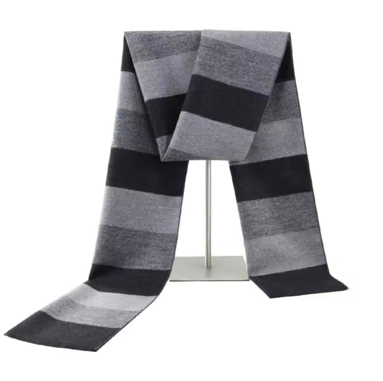 Men & Women Checked Pattern Cashmere Touch Scarf - Warm Fringe Shawl