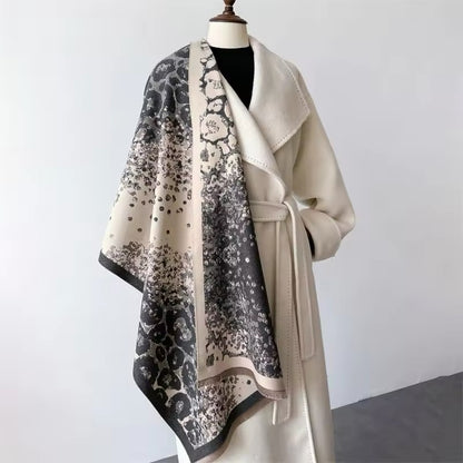 Leopard Print Scarf Thickened Warm Cashmere Double Sided Shawl Women Allure