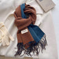 Men &  Women Checked Pattern Cashmere Touch Scarf - Warm Fringe Shawl