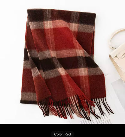 Autumn Winter Plaid Wool Scarf for Men & Women Checked Cashmere Shawl Warm Thickened Neckerchief Korean Versatile Wraps