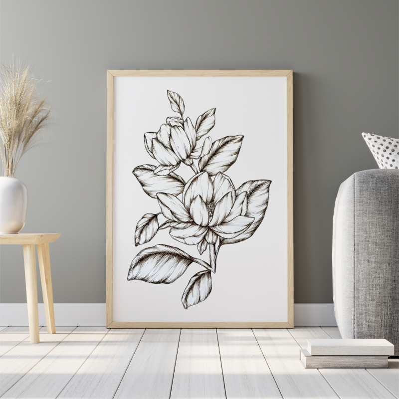 Hand Drawn Floral Art on Cartridge Paper - No Frame (Size: A4 & A3)