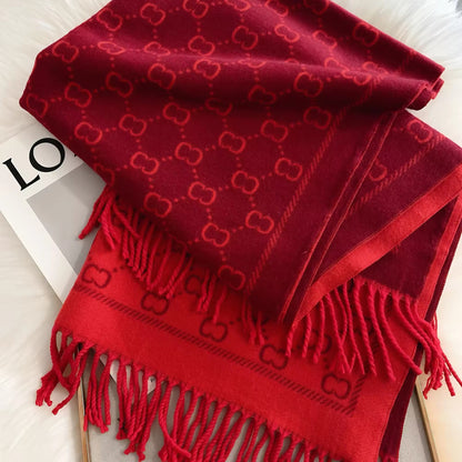 Women Luxurious Cashmere Touch Scarf - Warm Fringe Shawl