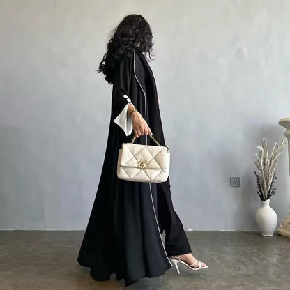 Women Split Abaya Open Front Kaftan Arab Long Robe