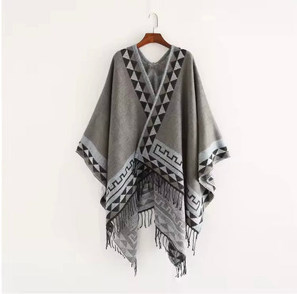 Cashmere Wool Cape Scarf Split Thickened Autumn and Winter Women Cape