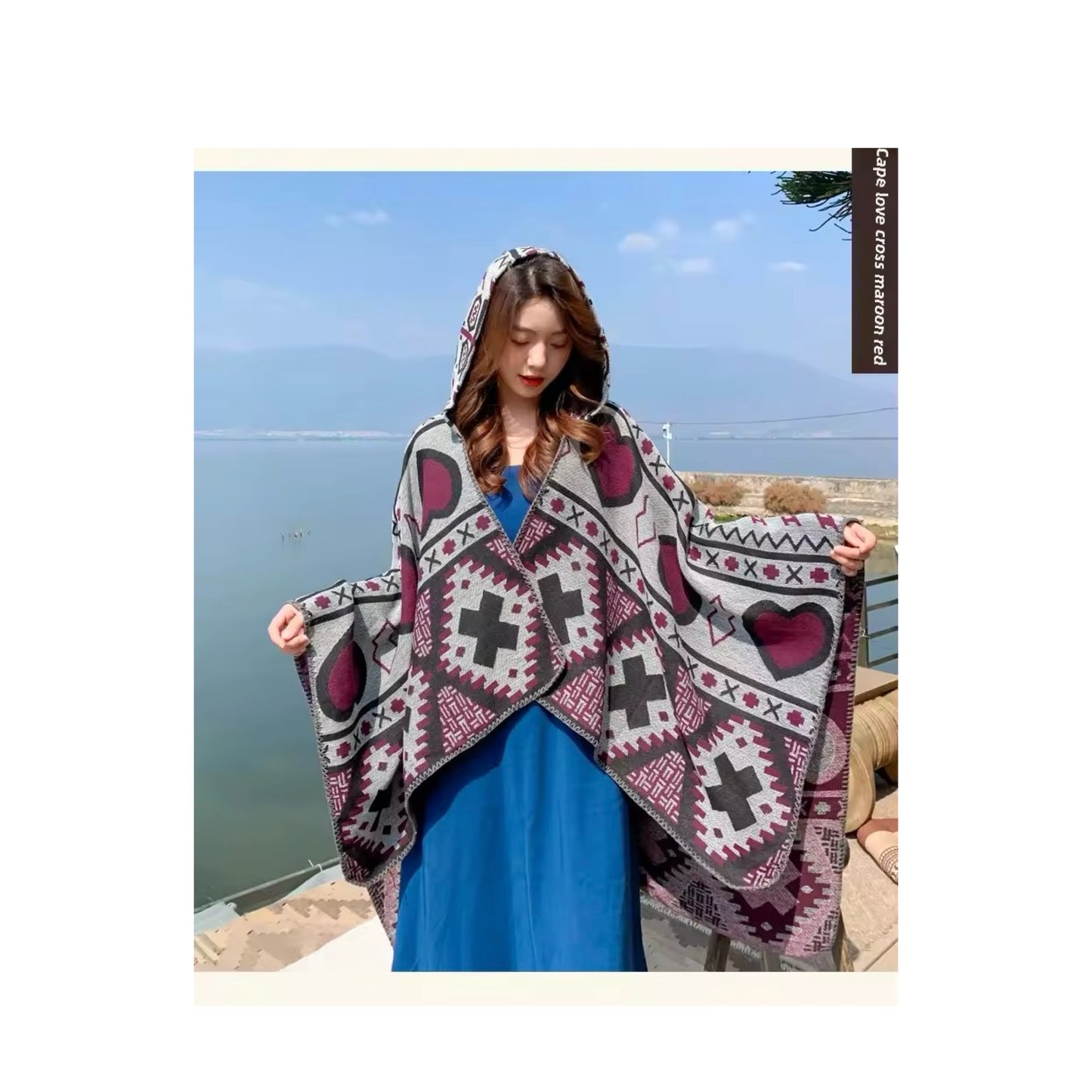 Cashmere Wool Cape Scarf Split Thickened Autumn and Winter Women Cape