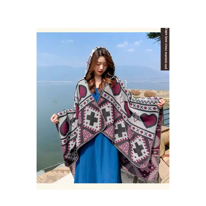 Cashmere Wool Cape Scarf Split Thickened Autumn and Winter Women Cape