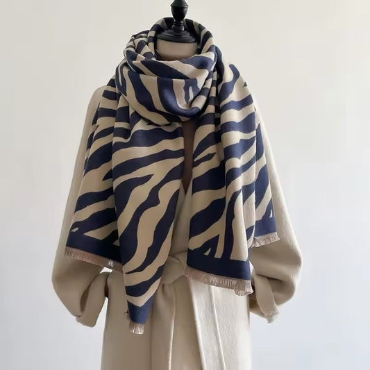 Tiger Print Scarf Thickened Warm Cashmere Shawl Women Allure
