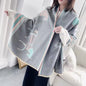 Luxury Women Limited Edition Horse Design Cashmere Touch Scarf - Warm Fringe Shawl
