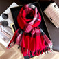 Men & Women Checked Pattern Cashmere Touch Scarf - Warm Fringe Shawl