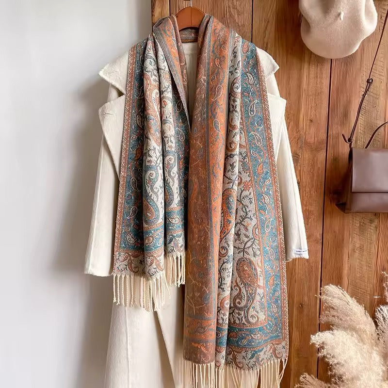 Luxury Women Classic Pashmina Double Sided Cashmere Touch Scarf - Warm Fringe Shawl
