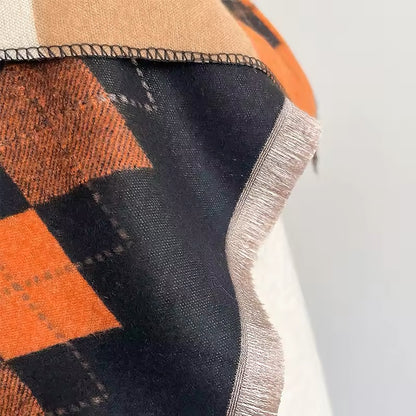 Women Luxurious Cashmere Touch Scarf - Warm Fringe Shawl